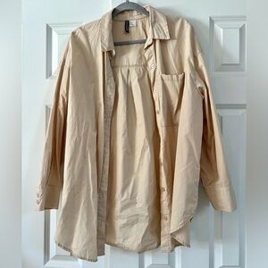 H&M Tan Button Up Oversized Shirt